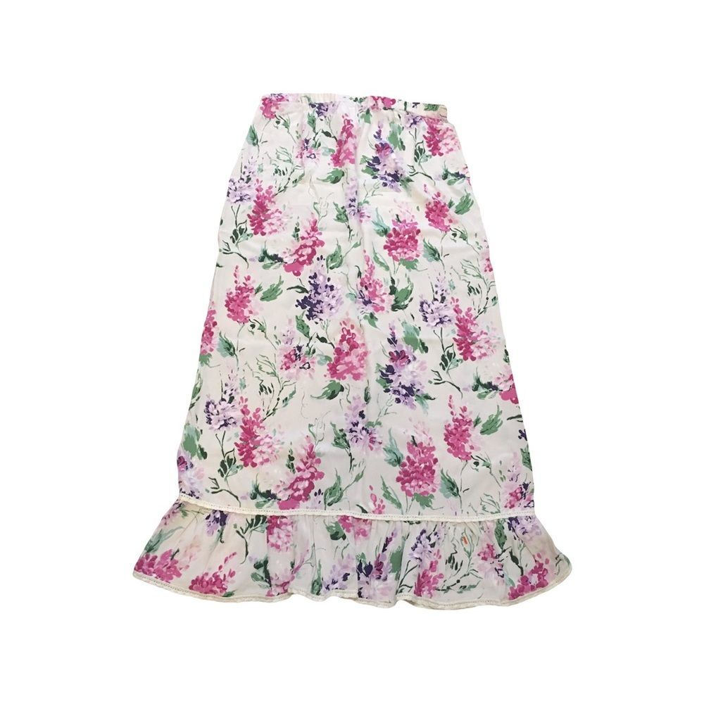 Silk Assets Diane Von Furstenburg XS White Micro Floral Midi skirt VINTAGE 100%